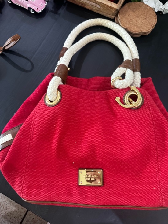 Michael Kors Handbags - Michael Kors Red Canvas Nautical Tote with Rope Handles